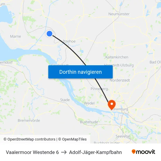 Vaalermoor Westende 6 to Adolf-Jäger-Kampfbahn map