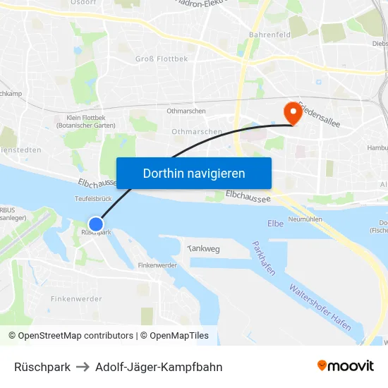 Rüschpark to Adolf-Jäger-Kampfbahn map