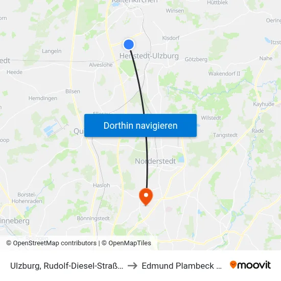 Ulzburg, Rudolf-Diesel-Straße (Mitte) to Edmund Plambeck Stadion map