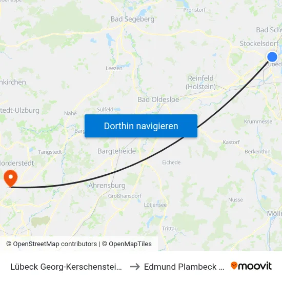 Lübeck Georg-Kerschensteiner-Straße to Edmund Plambeck Stadion map