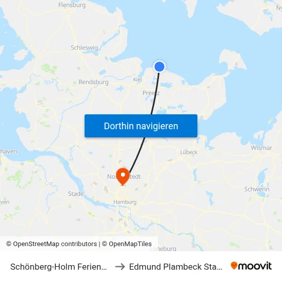 Schönberg-Holm Ferienpark to Edmund Plambeck Stadion map