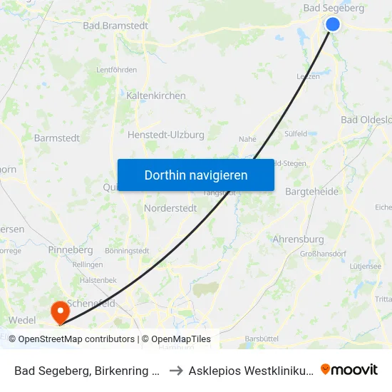 Bad Segeberg, Birkenring 16 to Asklepios Westklinikum map