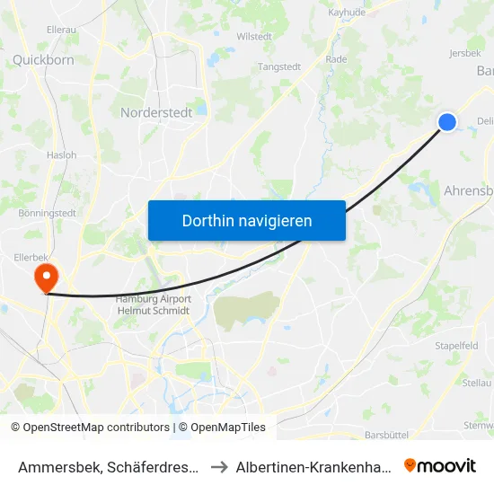 Ammersbek, Schäferdresch to Albertinen-Krankenhaus map
