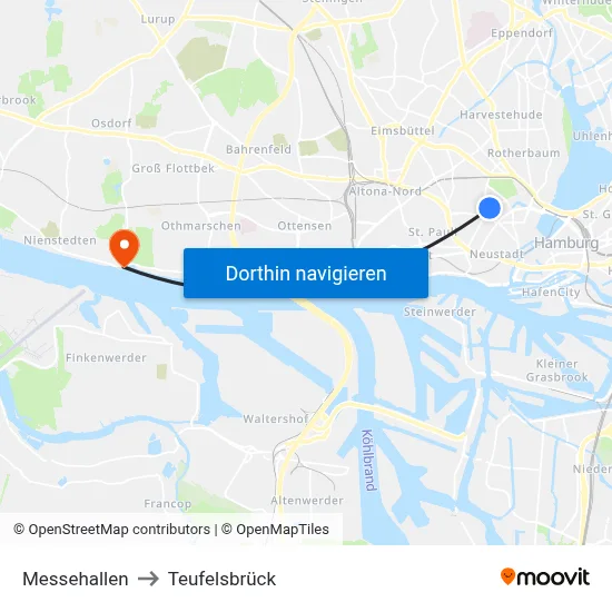 Messehallen to Teufelsbrück map