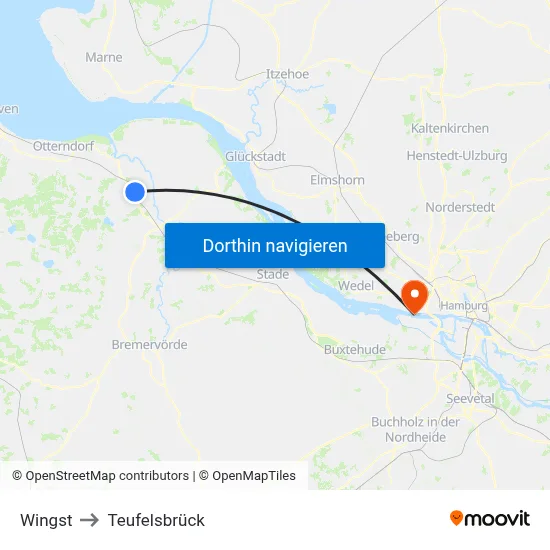 Wingst to Teufelsbrück map