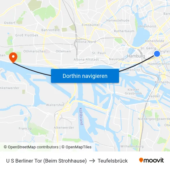 U S Berliner Tor (Beim Strohhause) to Teufelsbrück map