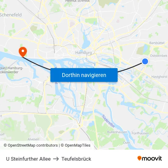 U Steinfurther Allee to Teufelsbrück map