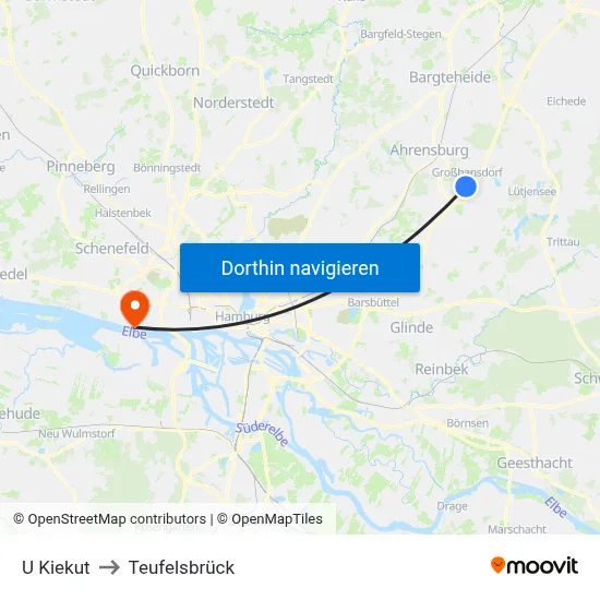 U Kiekut to Teufelsbrück map