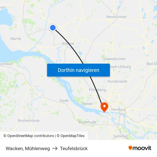 Wacken, Mühlenweg to Teufelsbrück map