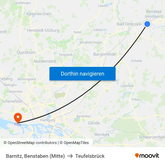 Barnitz, Benstaben (Mitte) to Teufelsbrück map