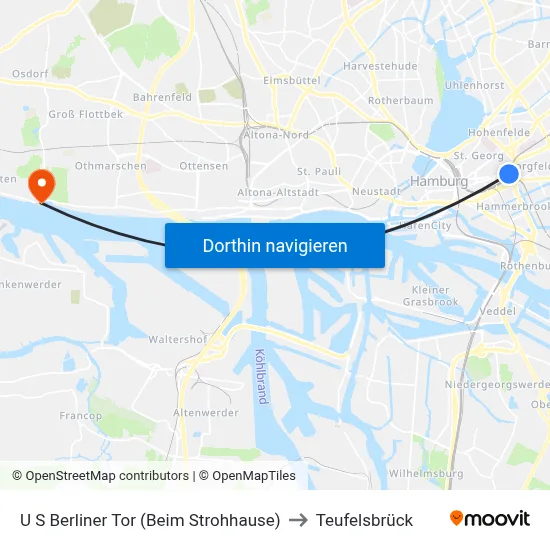 U S Berliner Tor (Beim Strohhause) to Teufelsbrück map