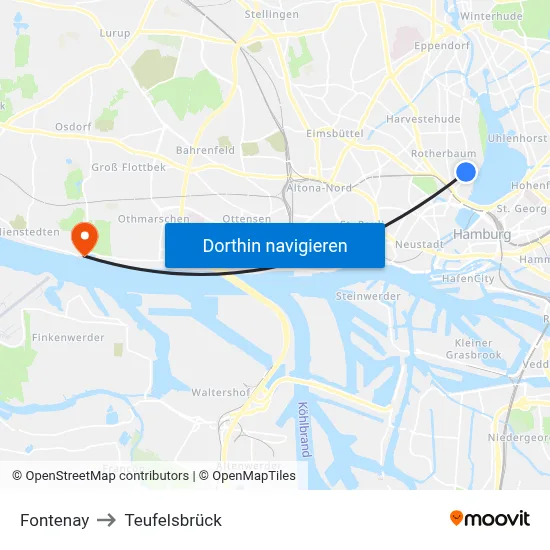 Fontenay to Teufelsbrück map
