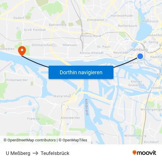 U Meßberg to Teufelsbrück map