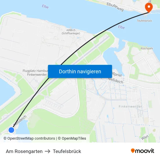 Am Rosengarten to Teufelsbrück map