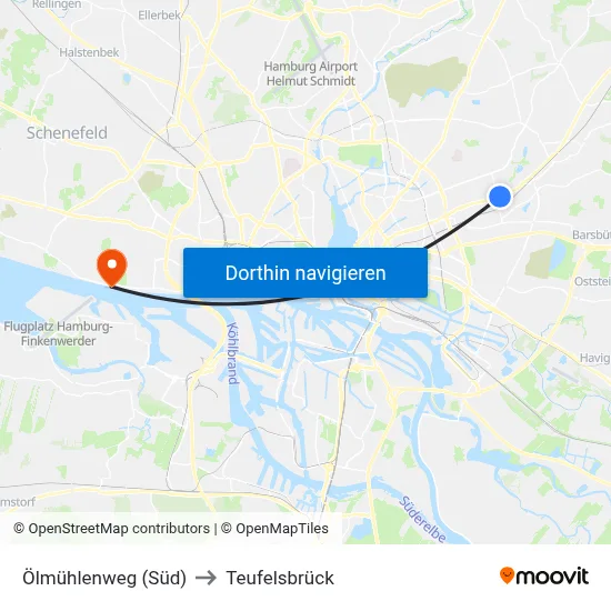 Ölmühlenweg (Süd) to Teufelsbrück map