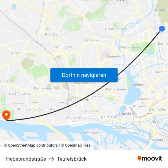 Hebebrandstraße to Teufelsbrück map