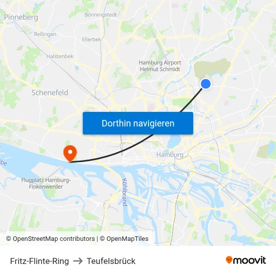 Fritz-Flinte-Ring to Teufelsbrück map