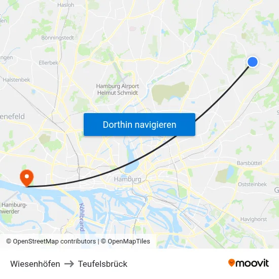 Wiesenhöfen to Teufelsbrück map