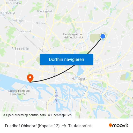Friedhof Ohlsdorf (Kapelle 12) to Teufelsbrück map