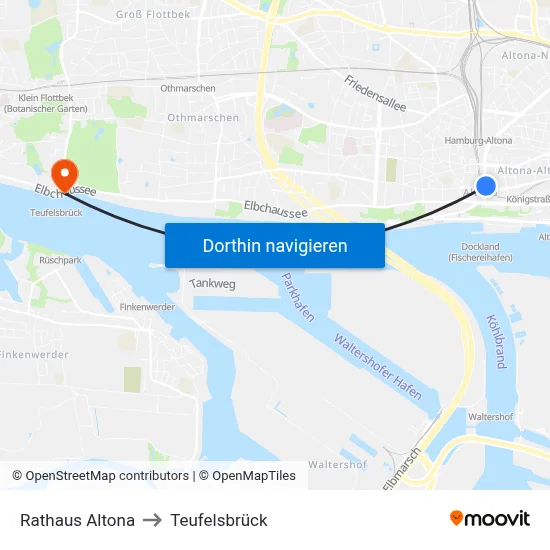 Rathaus Altona to Teufelsbrück map