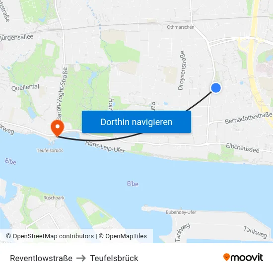 Reventlowstraße to Teufelsbrück map