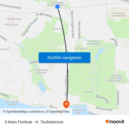 S Klein Flottbek to Teufelsbrück map