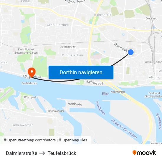 Daimlerstraße to Teufelsbrück map