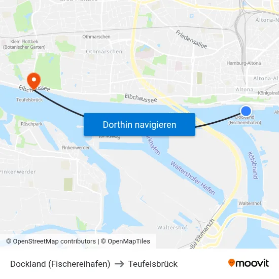 Dockland (Fischereihafen) to Teufelsbrück map