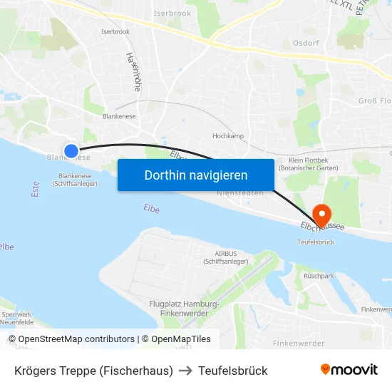 Krögers Treppe (Fischerhaus) to Teufelsbrück map