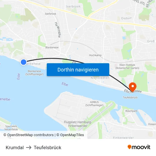 Krumdal to Teufelsbrück map