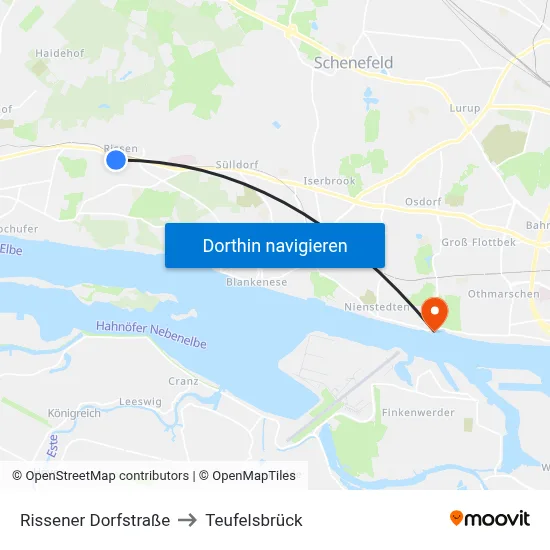 Rissener Dorfstraße to Teufelsbrück map