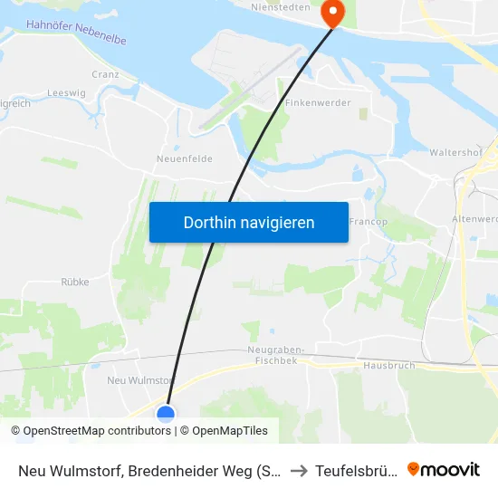 Neu Wulmstorf, Bredenheider Weg (Süd) to Teufelsbrück map