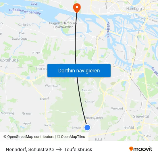 Nenndorf, Schulstraße to Teufelsbrück map