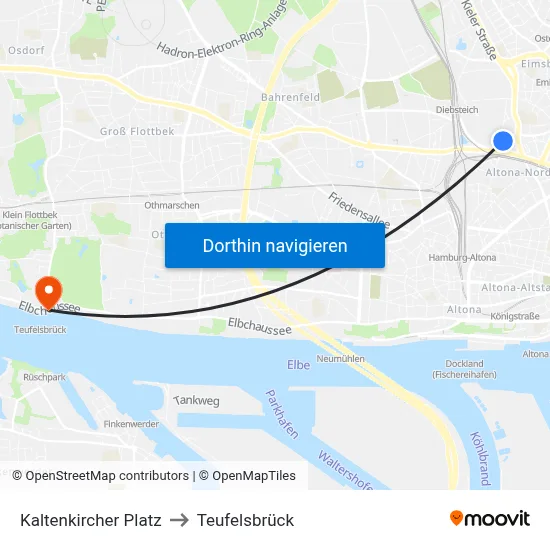Kaltenkircher Platz to Teufelsbrück map