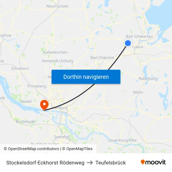 Stockelsdorf-Eckhorst Rödenweg to Teufelsbrück map