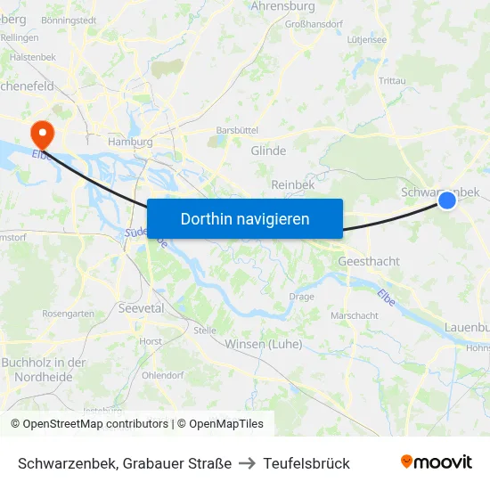 Schwarzenbek, Grabauer Straße to Teufelsbrück map