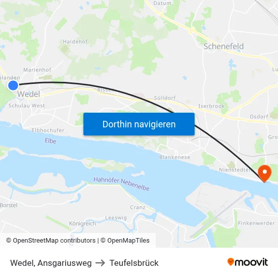 Wedel, Ansgariusweg to Teufelsbrück map