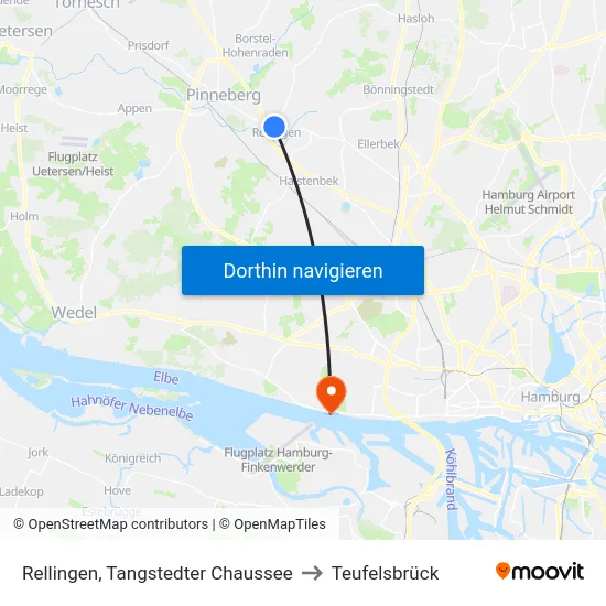 Rellingen, Tangstedter Chaussee to Teufelsbrück map