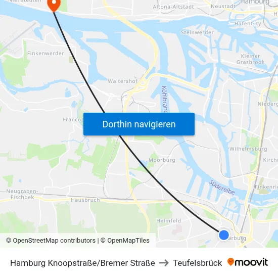 Hamburg Knoopstraße/Bremer Straße to Teufelsbrück map