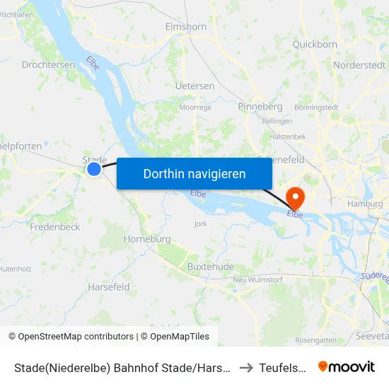 Stade(Niederelbe) Bahnhof Stade/Harsefelder Straße to Teufelsbrück map