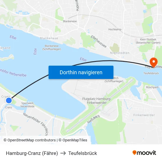 Hamburg-Cranz (Fähre) to Teufelsbrück map