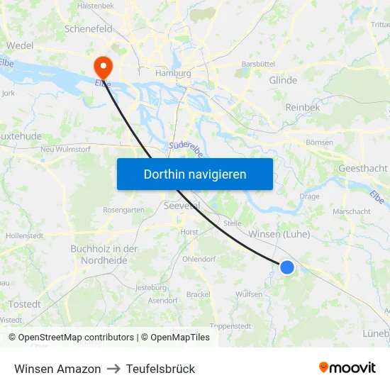Winsen Amazon to Teufelsbrück map