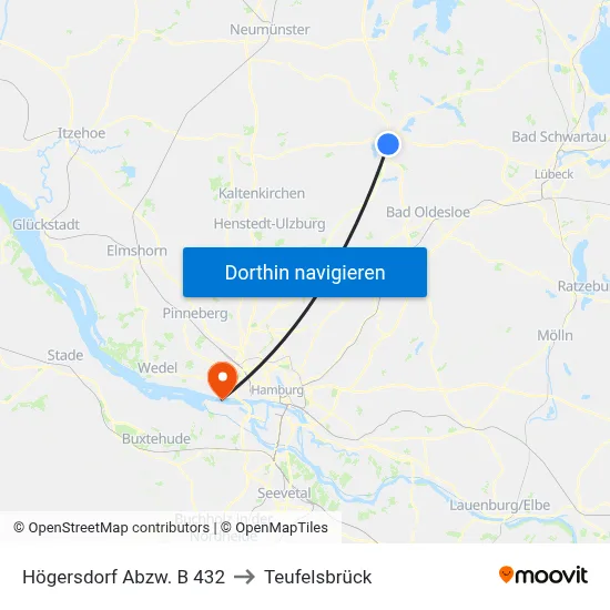 Högersdorf Abzw. B 432 to Teufelsbrück map