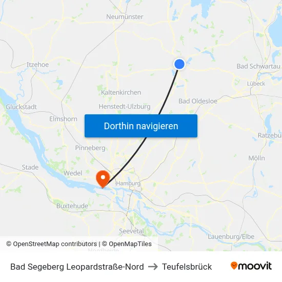 Bad Segeberg Leopardstraße-Nord to Teufelsbrück map