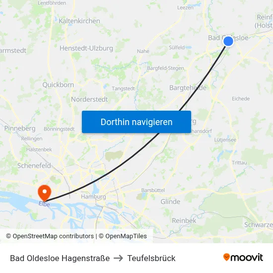 Bad Oldesloe Hagenstraße to Teufelsbrück map