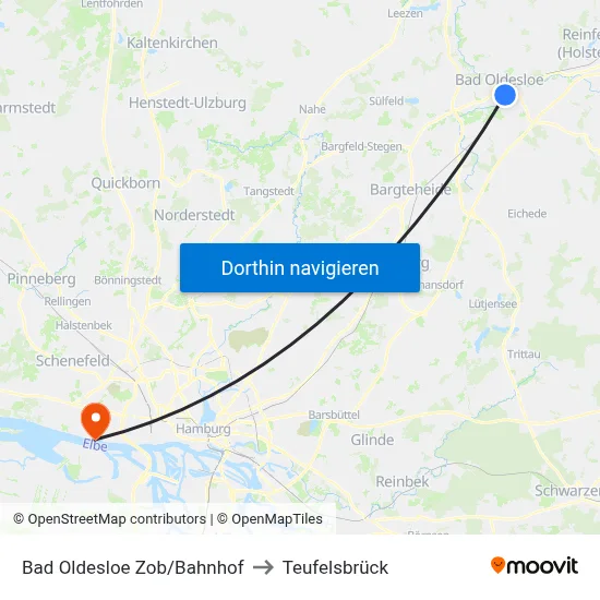 Bad Oldesloe Zob/Bahnhof to Teufelsbrück map