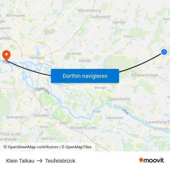 Klein Talkau to Teufelsbrück map