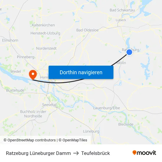 Ratzeburg Lüneburger Damm to Teufelsbrück map