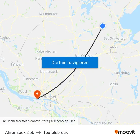 Ahrensbök Zob to Teufelsbrück map