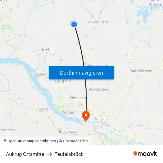 Aukrug Ortsmitte to Teufelsbrück map